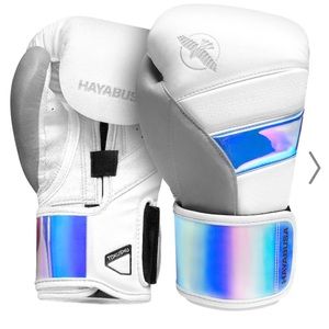 HAYABUSA 16oz T3 Boxing Gloves in white/iridescent with 2 SETS OF WRIST WRAPS
